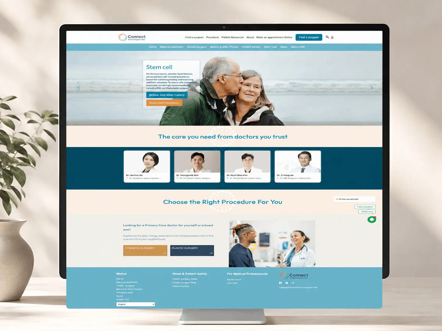 Earlier Korea Surgeon Hub interface before the medical website redesign