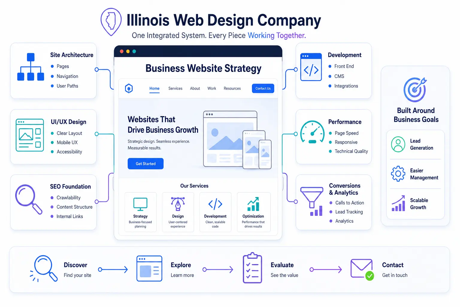 Illinois web design company strategy for responsive website design, user experience, SEO, and lead generation