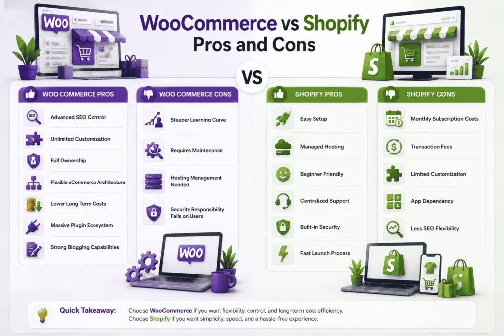 WooCommerce vs Shopify Pros and Cons