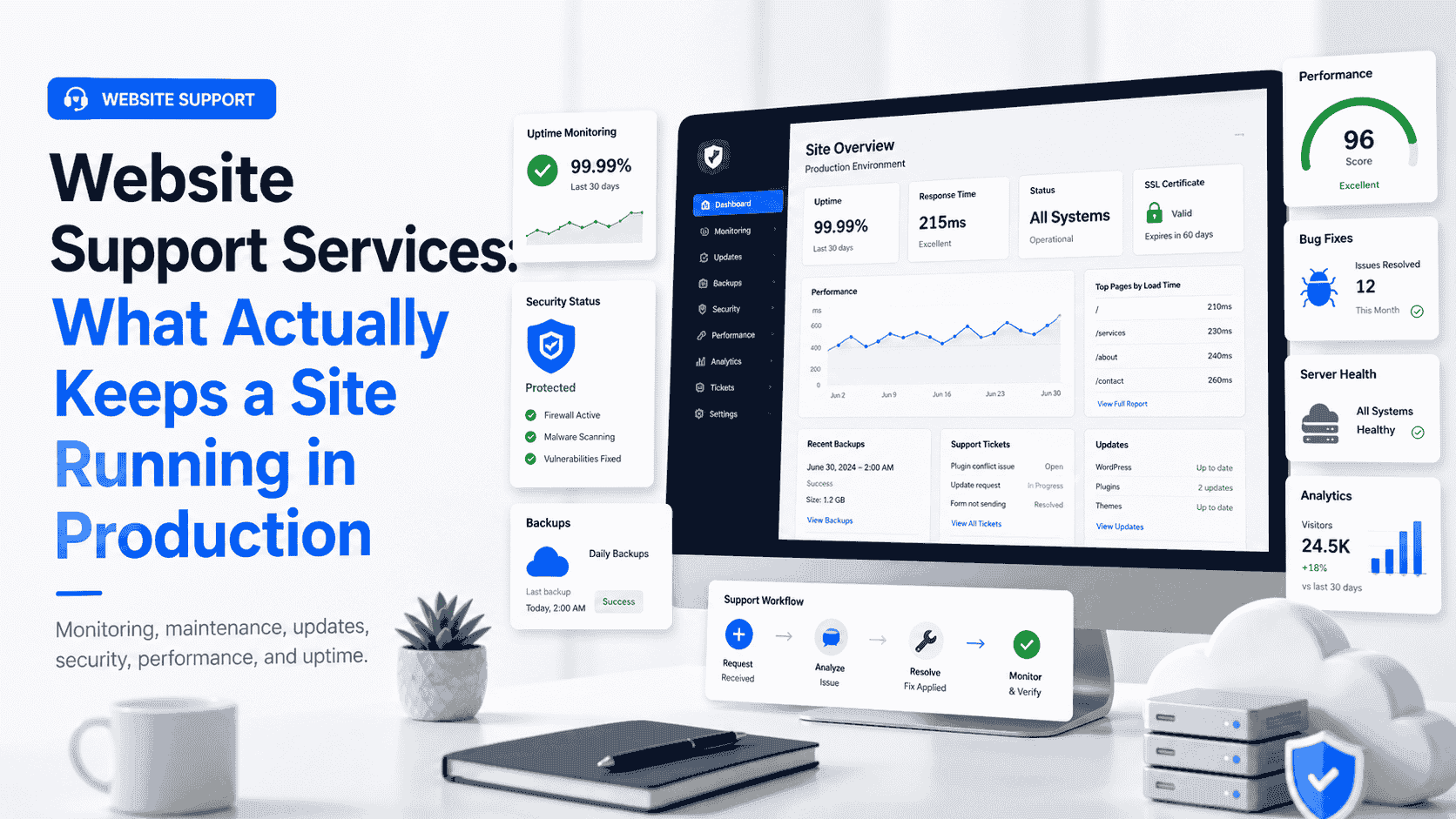 Website Support Services: What Actually Keeps a Site Running in Production