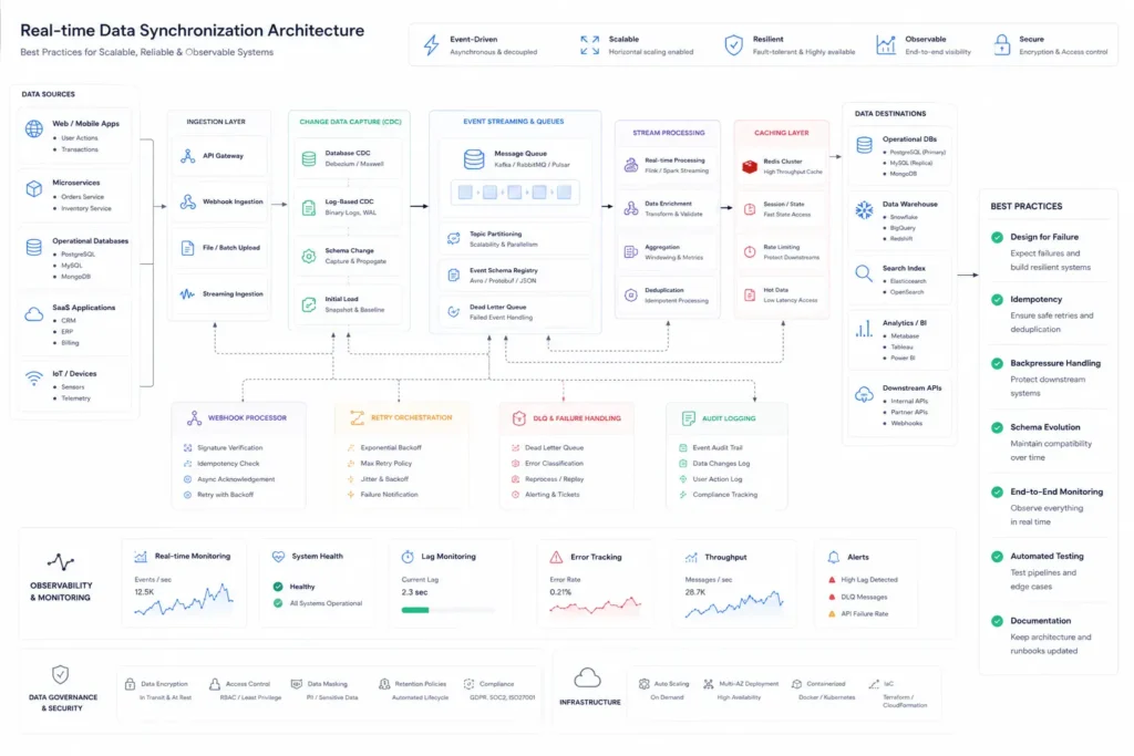 Best practices architecture for scalable real time data synchronization
