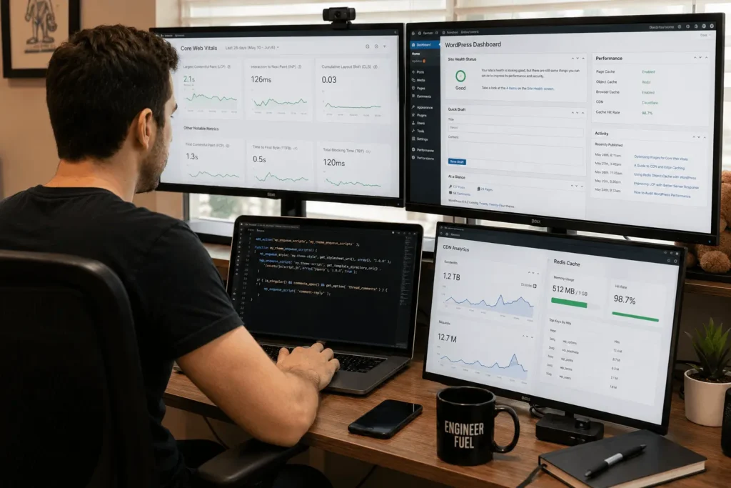 WordPress performance optimization dashboard for scalable website systems