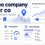 best seo company denver co guide showing local SEO, Google Map Pack, technical SEO, content strategy, and lead tracking for Denver business growth