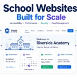 School websites architecture showing accessibility, performance, security, and easy content management